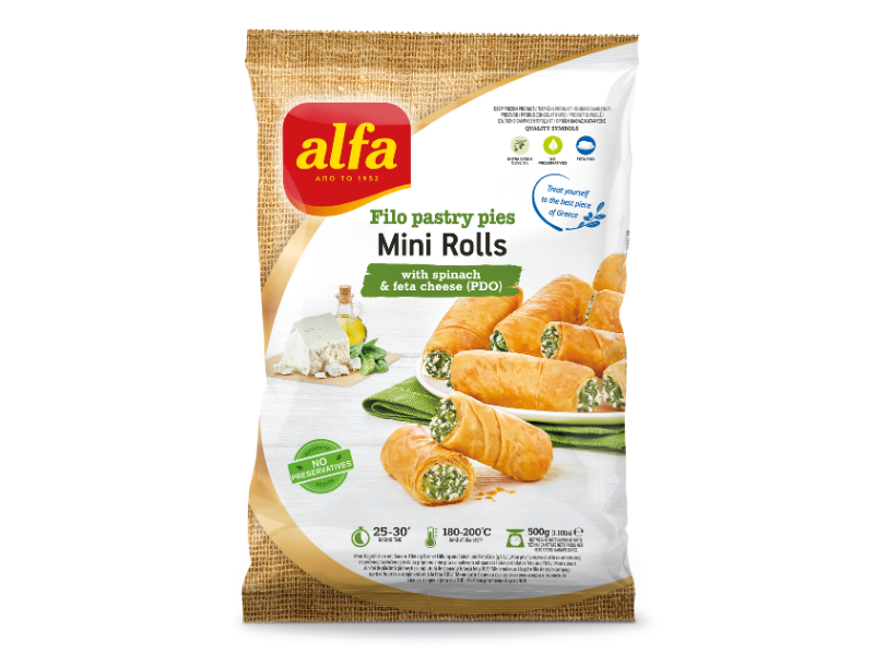 Mini rolls spinaq djathe (800x600) Byrek Mini Rolls Spinaq & Djath i bardhë 500g - Image 1